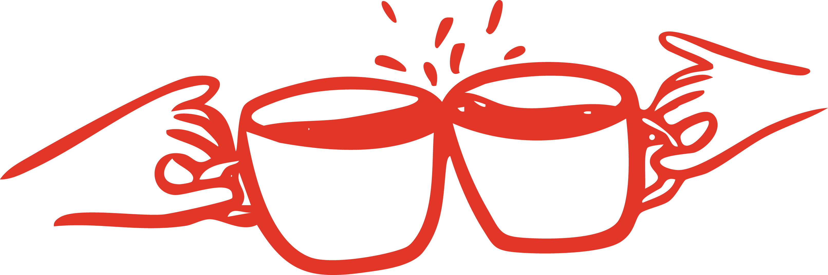 Two hands cheering with coffee cups